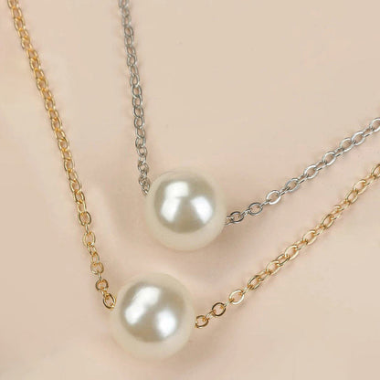 White Gold & Silver Plated Pearl Studded Necklace For Women