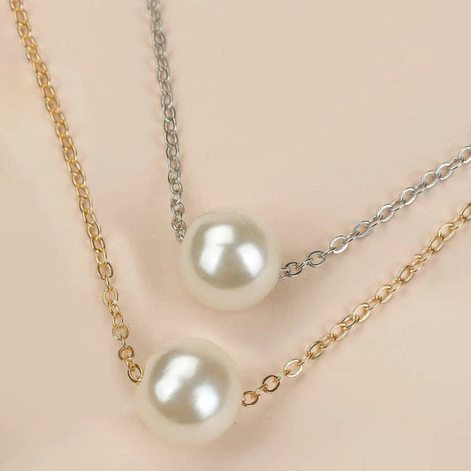White Gold & Silver Plated Pearl Studded Necklace For Women