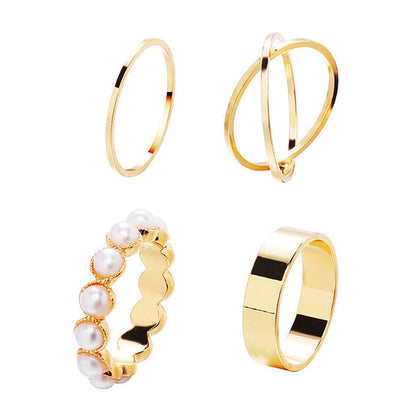 Gold Plated Stackable Rings Set of 4 For Women