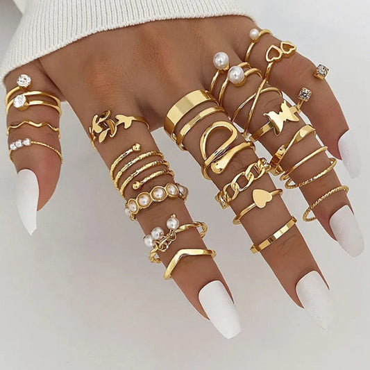 Gold Plated Stackable Rings (Pack of 22)