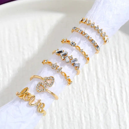 Gold Plated Stackable Rings (Pack of 7)