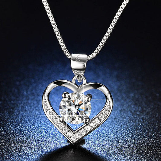 Silver Plated American Diamond Studded Heart Themed Anti Tarnish Pendant