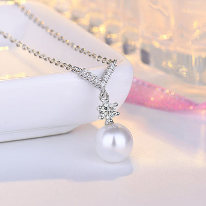 Silver Plated American Diamond Studded Contemporary Korean Pendant