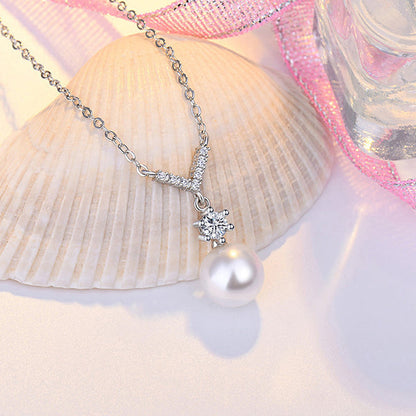 Silver Plated American Diamond Studded Contemporary Korean Pendant