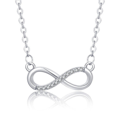 Silver Plated American Diamond Studded Infinity Shape Korean Pendant