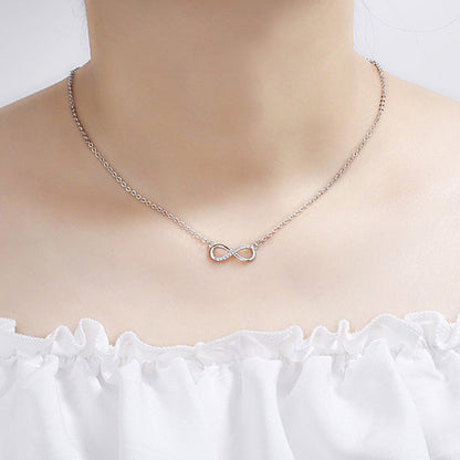 Silver Plated American Diamond Studded Infinity Shape Korean Pendant